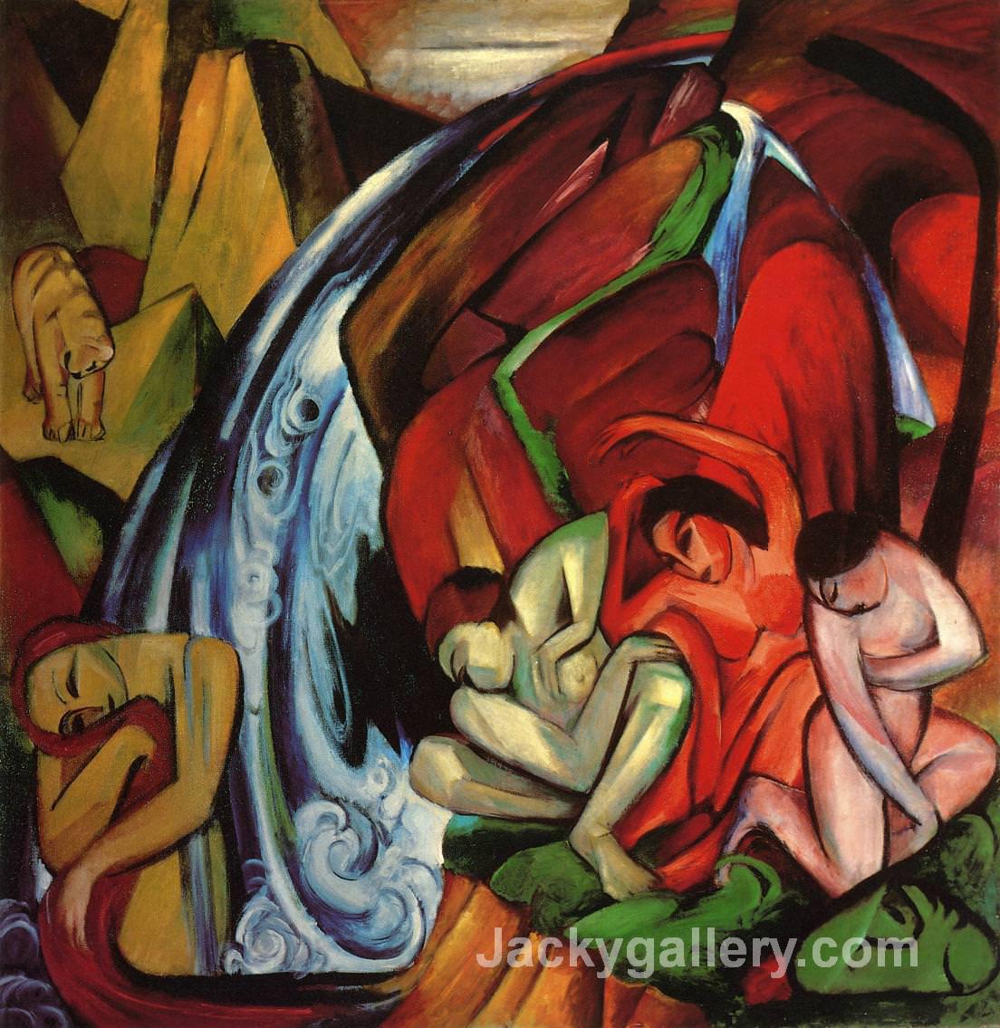 The Waterfall by Franz Marc paintings reproduction